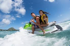 Couple Jet Skiing on the Lake * Bass Lake Boat Rentals